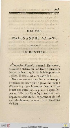 Oeuvre d’Alexandre Vajani, nommé Fiorentino