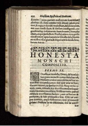 Honesta Monachi Compositio. Sermo XX.