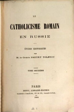 Le catholicisme romain en Russie : études historiques, 2