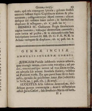 [Abbildung und Abbildungsbeschreibung] Gemmæ Incisæ Annulis Insertæ Aureis.