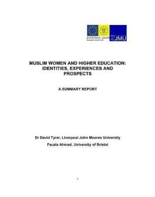 Muslim women and higher education : identities, experiences and prospects