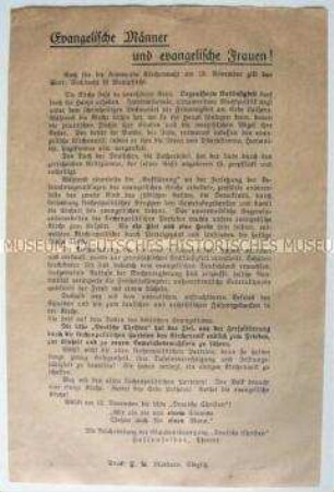 Wahlaufruf der Deutschen Christen zur Kirchenwahl am 13. November 1932