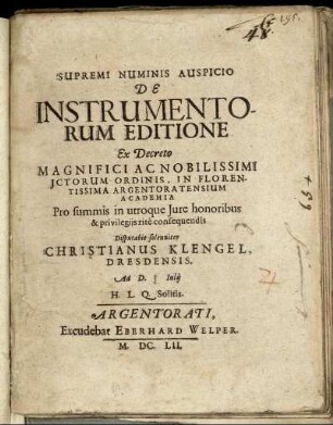 De Instrumentorum Editione