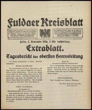 Ausgabe vom Freitag, den 03. November 1916.