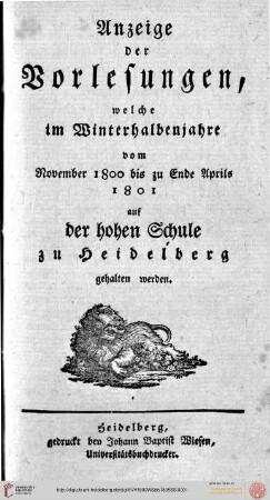 Wintersemester 1800/1801