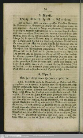 4. April. Herzog Albrecht speist in Schneeberg