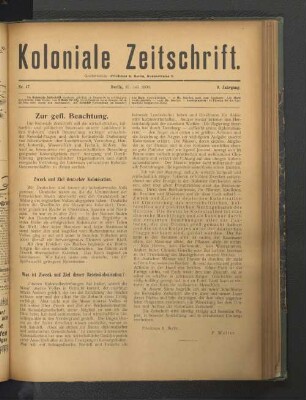 Nr. 17. Berlin, 15. Juli. 1908. 9. Jahrgang.