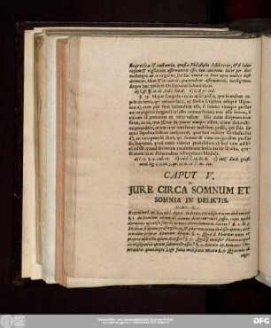 Caput V. De Iure Circa Somnum Et Somnia In Delictis.