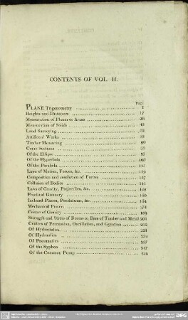 Contents Of Vol. II