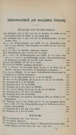 Inhaltsverzeichniß zum neunzehnten Jahrgang