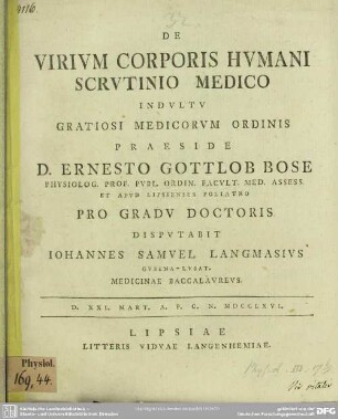 De Virium Corporis Humani Scrutinio Medico