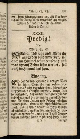 771-773, Warlich, ich sage euch: Was ihr ...; Eingang