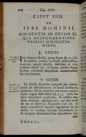 Caput VIIII. De jure dominii dirigentis in feudo eique respondentibus vasalli obligationibus.