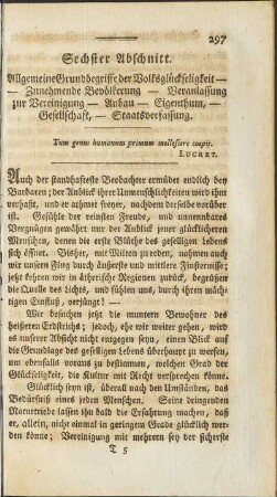 Sechster Abschnitt. Allgemeine Grundbegriffe der Volksglückseligkeit ....