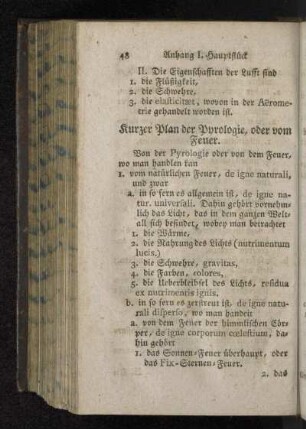 Kurzer Plan der Pyrologie, oder vom Feuer.