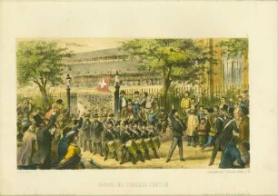 Grafik Bundesschießen 1862 (Empfang Schweizer Schützen)