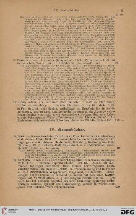 IV. Stammbücher (Nr. 85 - 102)
