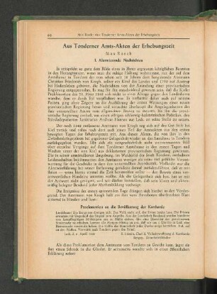 Aus Tonderner Amts-Akten der Erhebungszeit Max Rasch