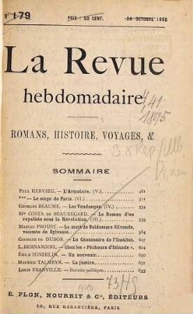 La revue hebdomadaire : romans, histoire, voyages. 4. 1895, T. 41