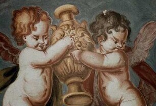Zwei Putti mit Vase
