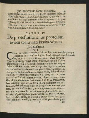 Caput IV. De protestatione ius protestantis non conservante intuitu Actuum Iudicialium.