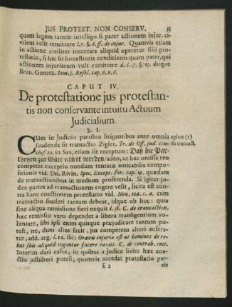 Caput IV. De protestatione ius protestantis non conservante intuitu Actuum Iudicialium.