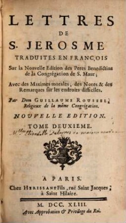 Lettres de S. Jerome. T. 2 (1743)