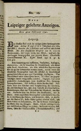 No. 10. Den 4ten Februar 1791.