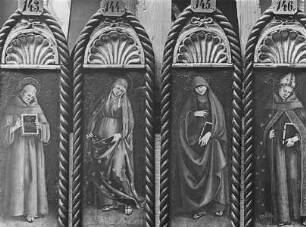 Vier stehende Heilige (Tafeln vom Rahmen eines Altarwerkes) — Die heilige Clara?, Folio 00145