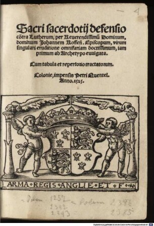Sacri sacerdotij defensio co[n]tra Lutherum