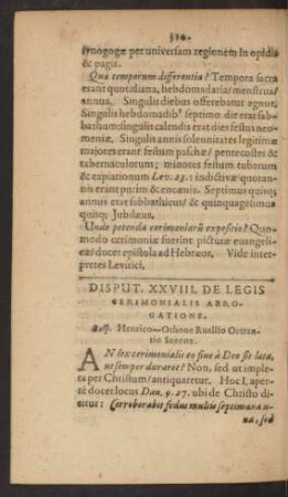 Disput. XXVIII. De Legis Cerimonialis Abrogatione.