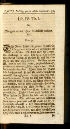 Tit. I. De Obligationibus, quae ex delicto nascuntur.