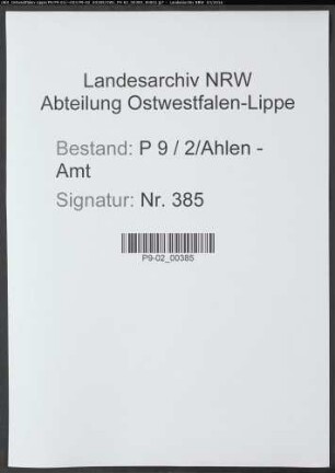 Sterberegister Standesamt Ahlen-Amt