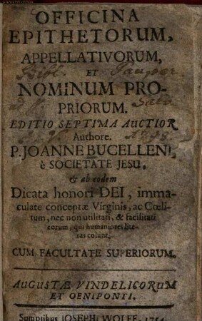 Officina Epithetorum, Appellativorum, Et Nominum Propriorum