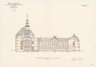 Land- und Amtsgericht, Hannover Neubau für die Zivilabteilungen: Längsschnitt 1:150
