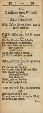 140. Balsam von Gilead, Oder Krancken-Lied