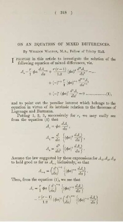 On a equation of mixed differences.