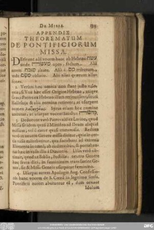 Appendix Theorematum De Pontificiorum Missa.