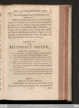 Caput V. De Recessibus Imperii.