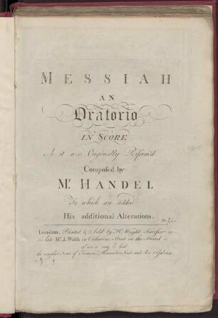 Messiah, an oratorio