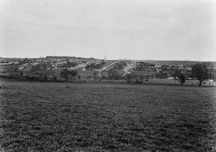 Blick auf Santa Bárbara : Sicht auf die Häuser von Santa Bárbara. Im Vordergrund Grasland und einzlne Bäume.