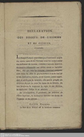 Déclaration Des Droits De L'Homme Et Du Citoyen