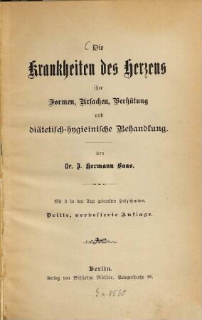 Die Krankheiten des Herzens : ihre Formen, Ursachen, Verhütung und diätetisch-hygienische Behandlung