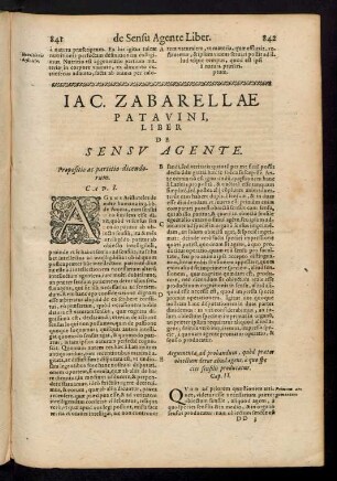 Iac. Zabarellae Patavini, Liber De Sensu Agente.
