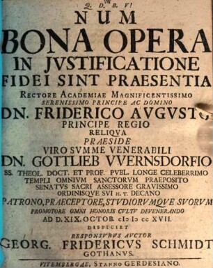 Num Bona Opera In Jvstificatione Fidei Sint Praesentia