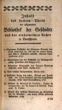 Carl Renatus Hausens Allgemeine Bibliothek der Geschichte und der einheimischen Rechte in Deutschland. 1,3