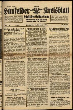 Erste Ausgabe vom Montag, den 23. September 1940.