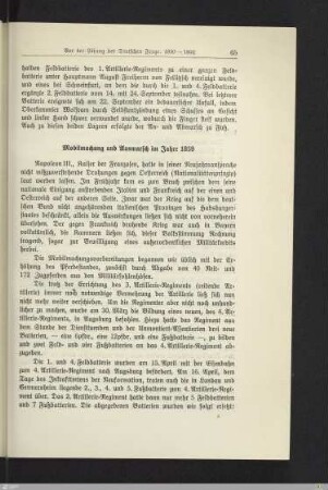 Mobilmachung und Ausmarsch im Jahre 1859