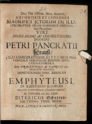 Disp. iur. de emphyteusi