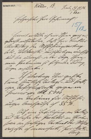 Brief an Ludwig Strecker  und B. Schott's Söhne : 29.11.1906